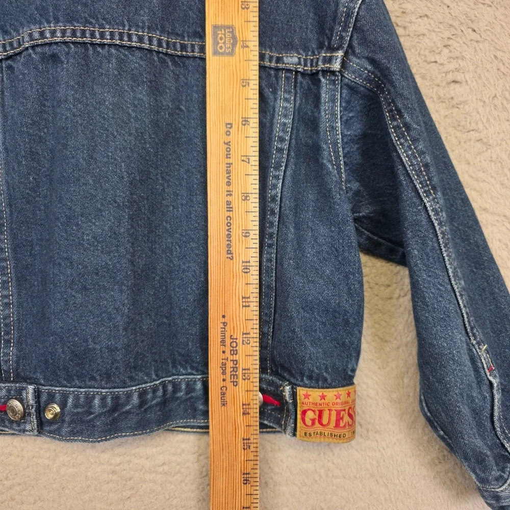 Vintage Guess Jacket Girl 6 Blue Denim‎ Dark Wash Classic Western Trucker Y2K